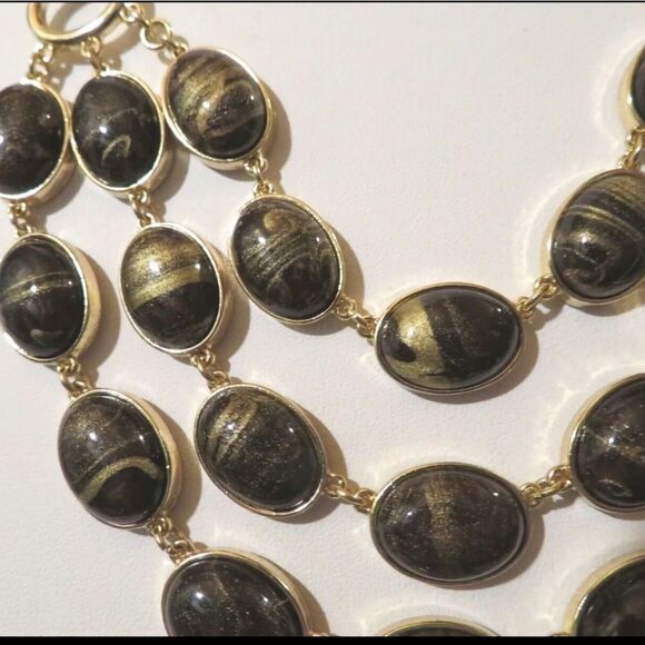 TALBOTS GOLD/BLACK SWIRL NECKLACE 18"-21" NWOT - Picture 3 of 4